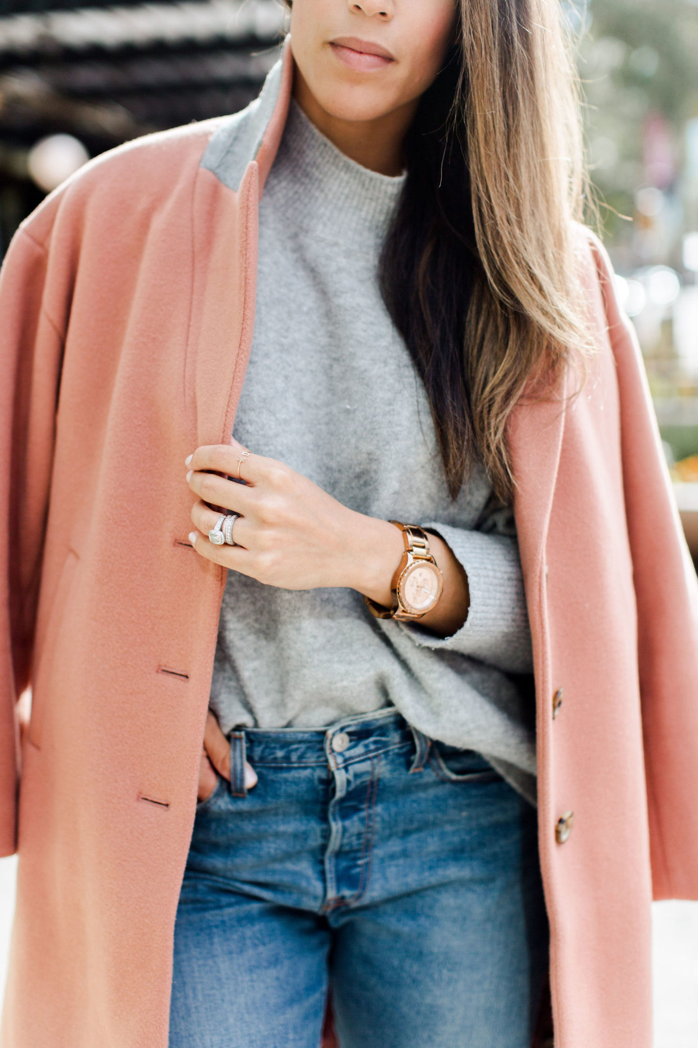 pink coat and winter wardrobe essentials
